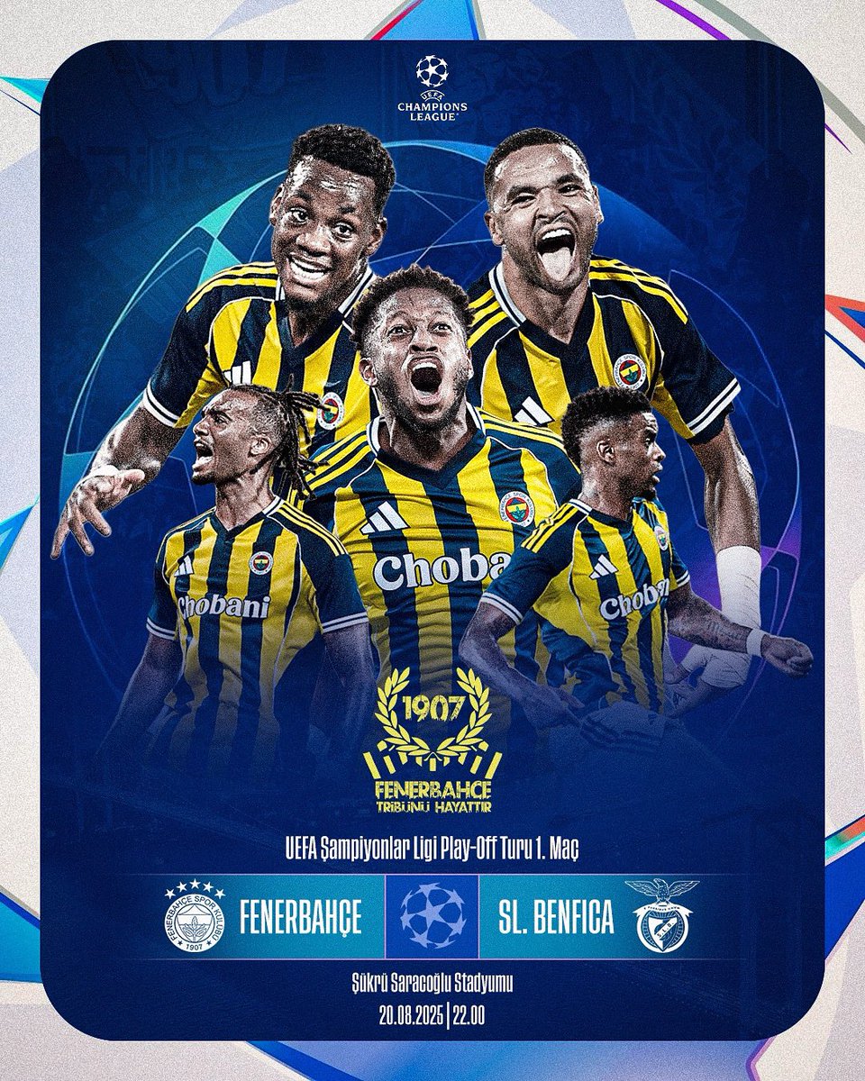 HAYDİ FENER!

🏆 #UCL Play-Off Turu 1. Maç
🆚 Benfica
🗓 20 Ağustos Çarşamba 
🕖 22.00
🏟️ Chobani
📺 TRT 1
📲 #FBvSLB

#fenerbahçetribünühayattır