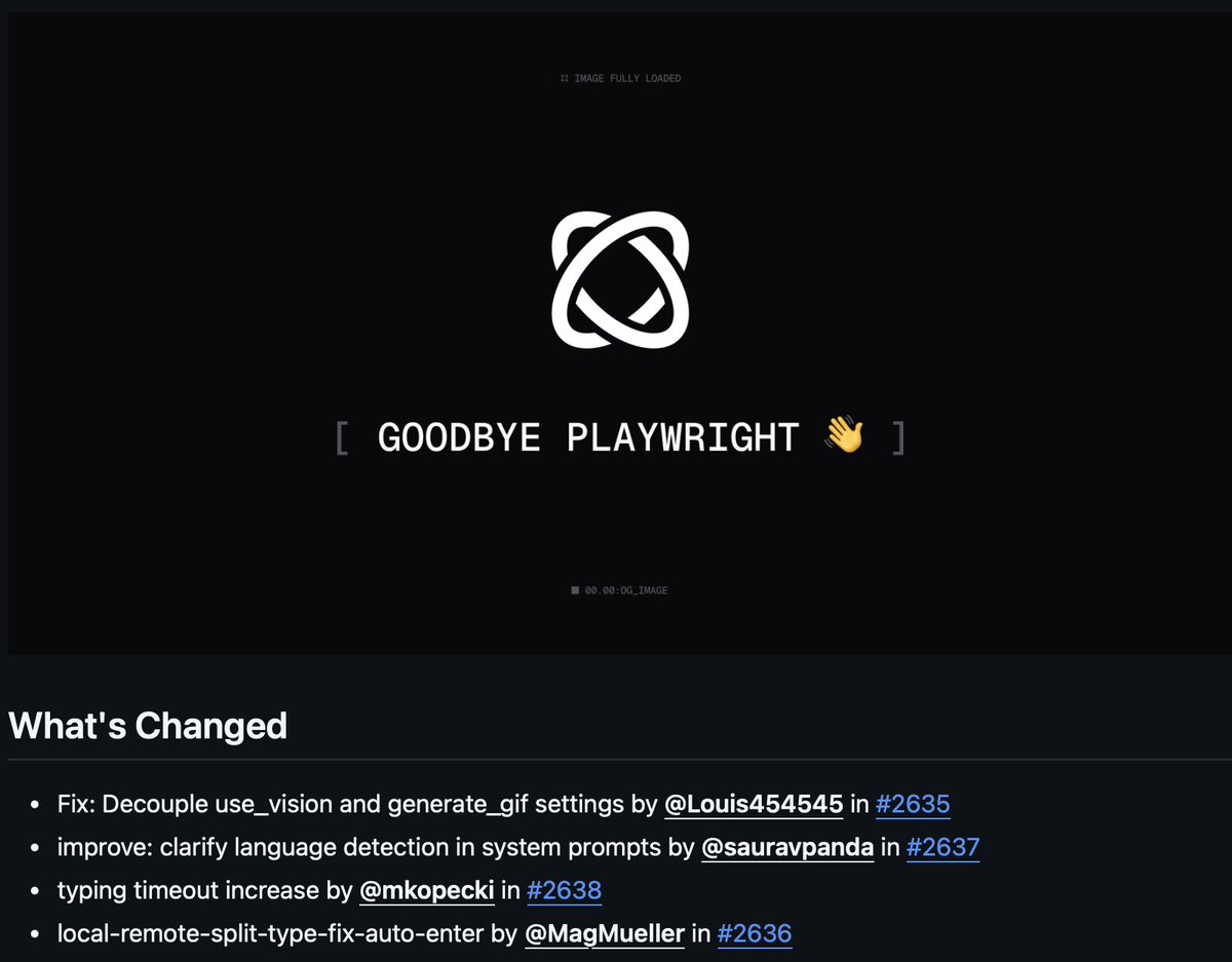 Gregor Zunic (@gregpr07) on Twitter photo Browser Use 0.6.0 no longer runs on Playwright😮
We released a new version of Browser Use based directly on CDP (Chrome DevTools Protocol).
Say hi to new era of web automation.
New <a href="/browser_use/">Browser Use</a> is
🥷much less detectable (no Playwright leaks)
⚡faster
🎯more performant
😮no Browser Use 0.6.0 no longer runs on Playwright😮
We released a new version of Browser Use based directly on CDP (Chrome DevTools Protocol).
Say hi to new era of web automation.
New <a href="/browser_use/">Browser Use</a> is
🥷much less detectable (no Playwright leaks)
⚡faster
🎯more performant
😮no