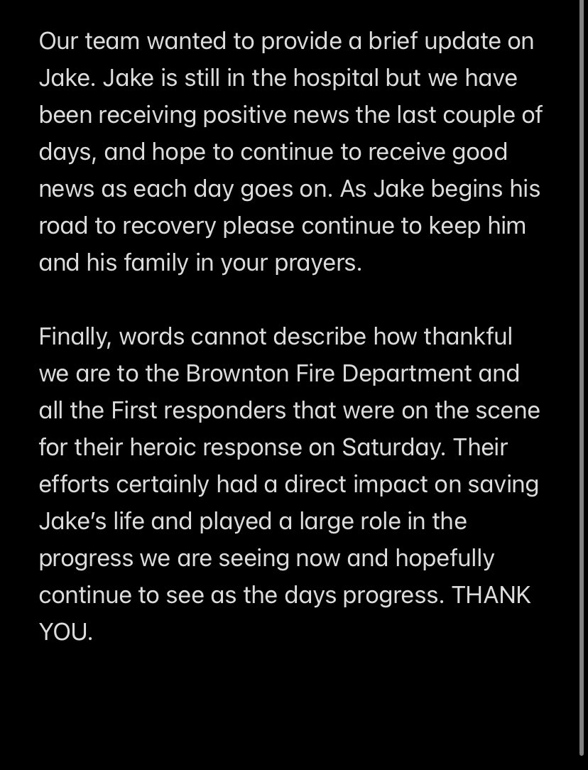 Please see below for a brief update on Jake.