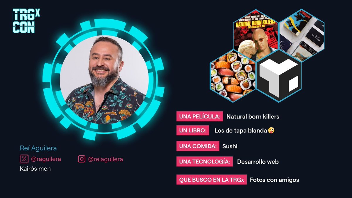 TRGCON (@tarugoconf) on Twitter photo CONOCIENDO ASISTENTES DE LA #TRGx
Hoy le toca el turno a <a href="/raguilera/">Ray Aguilera (He/His)</a>, primo segundo de Christina Aguilera y un auténtico fanático del sushi 😉🍣 CONOCIENDO ASISTENTES DE LA #TRGx
Hoy le toca el turno a <a href="/raguilera/">Ray Aguilera (He/His)</a>, primo segundo de Christina Aguilera y un auténtico fanático del sushi 😉🍣