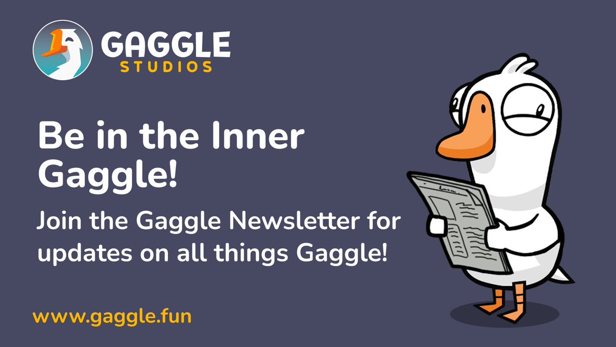 Want the latest on Goose Goose Duck, 7 Minutes in Hell, and all things Gaggle delivered straight to your inbox?
✉️ Sign up for the Gaggle Newsletter for updates, sneak peeks, and the latest from the flock.
👉 Join now at gaggle.fun