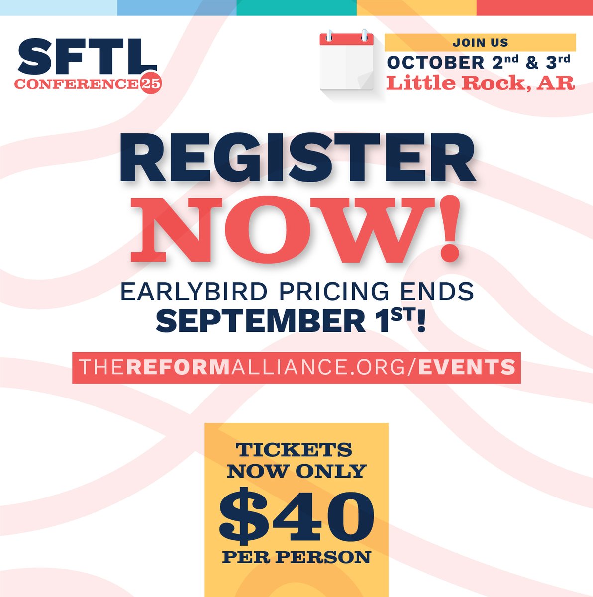 1ReformAlliance's tweet photo. Arkansas educators, register now to join us for #SFTL2025 in October! Enjoy informative general and breakout sessions led by educators and focused on improving student experiences and outcomes. Plus, a welcome reception with live musical entertainment and meals provided!
https://t.co/AHhEAIUqjp