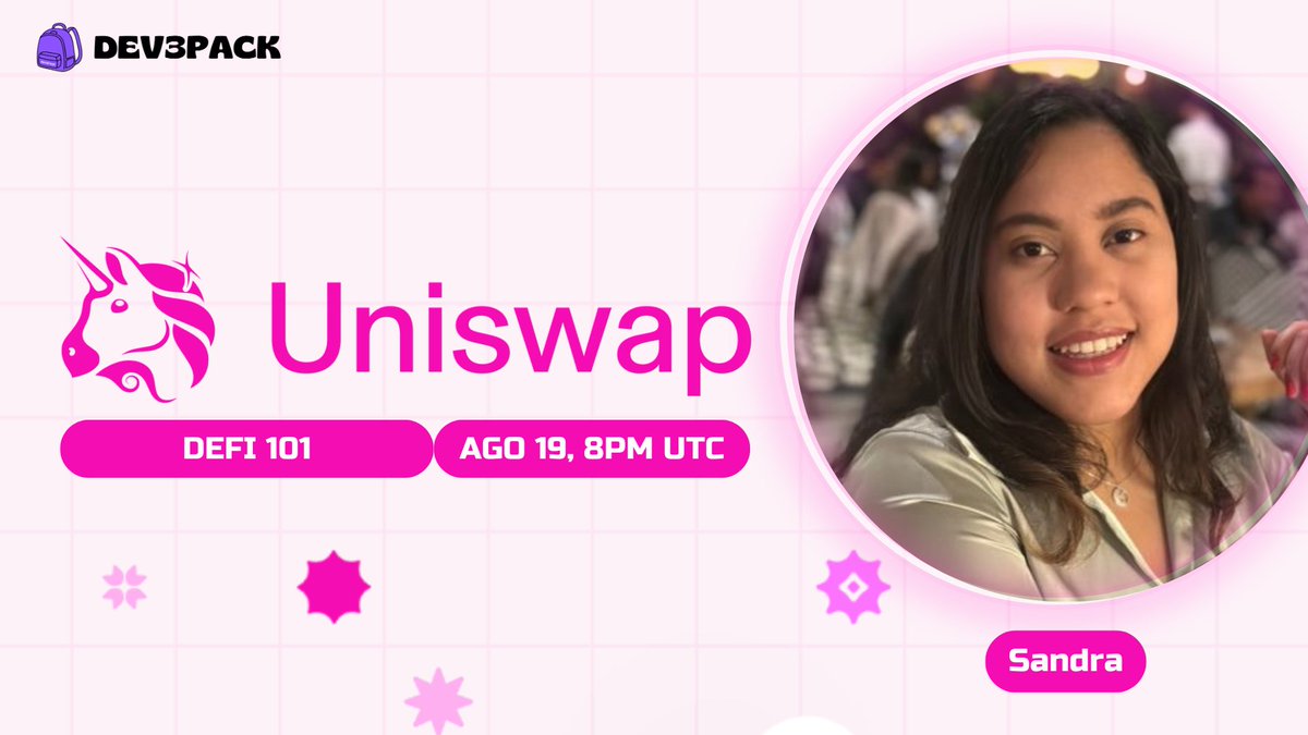 ¡HOY! DeFi 101 🦄

Nos vemos hoy a las 08:00 PM UTC para la primera sesión e introducción a DeFi de <a href="/Uniswap/">Uniswap Labs 🦄</a> con <a href="/sandraupgrade/">San</a>🩷

Regístrate aquí 👇
lu.ma/wtvz448u