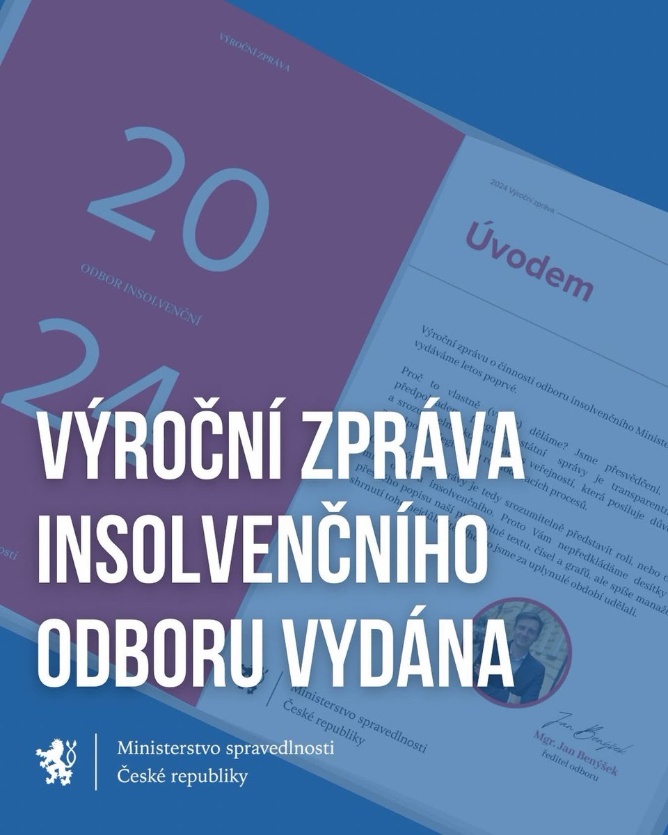Výroční zpráva odboru insolvenčního za rok 2024 je venku.🙌🏼

📌 Insolvence, mediace, akreditace i postih vinklaření – to vše spadá do jeho agendy!

V uplynulém roce se podařilo:
* vyřídit 382 dotazů a stížností na činnost insolvenčních správců,
* nastavit pravidla pro ochranu