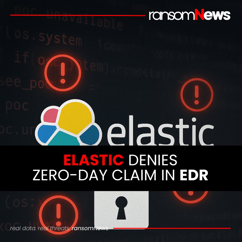 ransomnews's tweet image. ⚠️ Not a 0day (Yet)
#Elastic firmly refutes a zero-day RCE claim in its Defend EDR product. After a full investigation, no proof of bypassing EDR monitoring or remote code execution was found, especially since the researcher declined to share a reproducible PoC.
#ransomNews…
