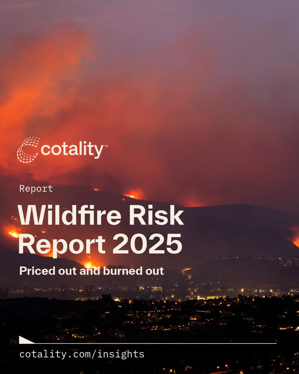 cotality's tweet image. Wildfires are rewriting the rules of property insurance.
 
Cotality’s 2025 Wildfire Risk Report shows how total-loss events, underinsurance, and soaring rebuild costs are reshaping who can recover and who gets priced out.

🔗: ctlty.co/4mIPAT8