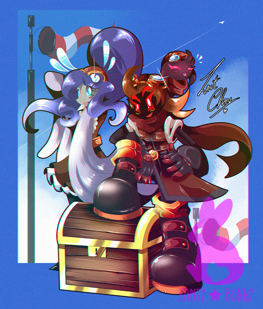 ZantyBunny's tweet photo. Happy Bday @FierceTheBandit 
🎉🎉🎉🎉
 I hope you have a wonderful day! 🎂 Our favorite heroes in sky style...Stardust, I don't know haha, I hope you like this little gift 😭 
#Fierce #Flyla #Moofie #CosmicHeist #gift #zanty #bunny https://t.co/TnV93JS6R3