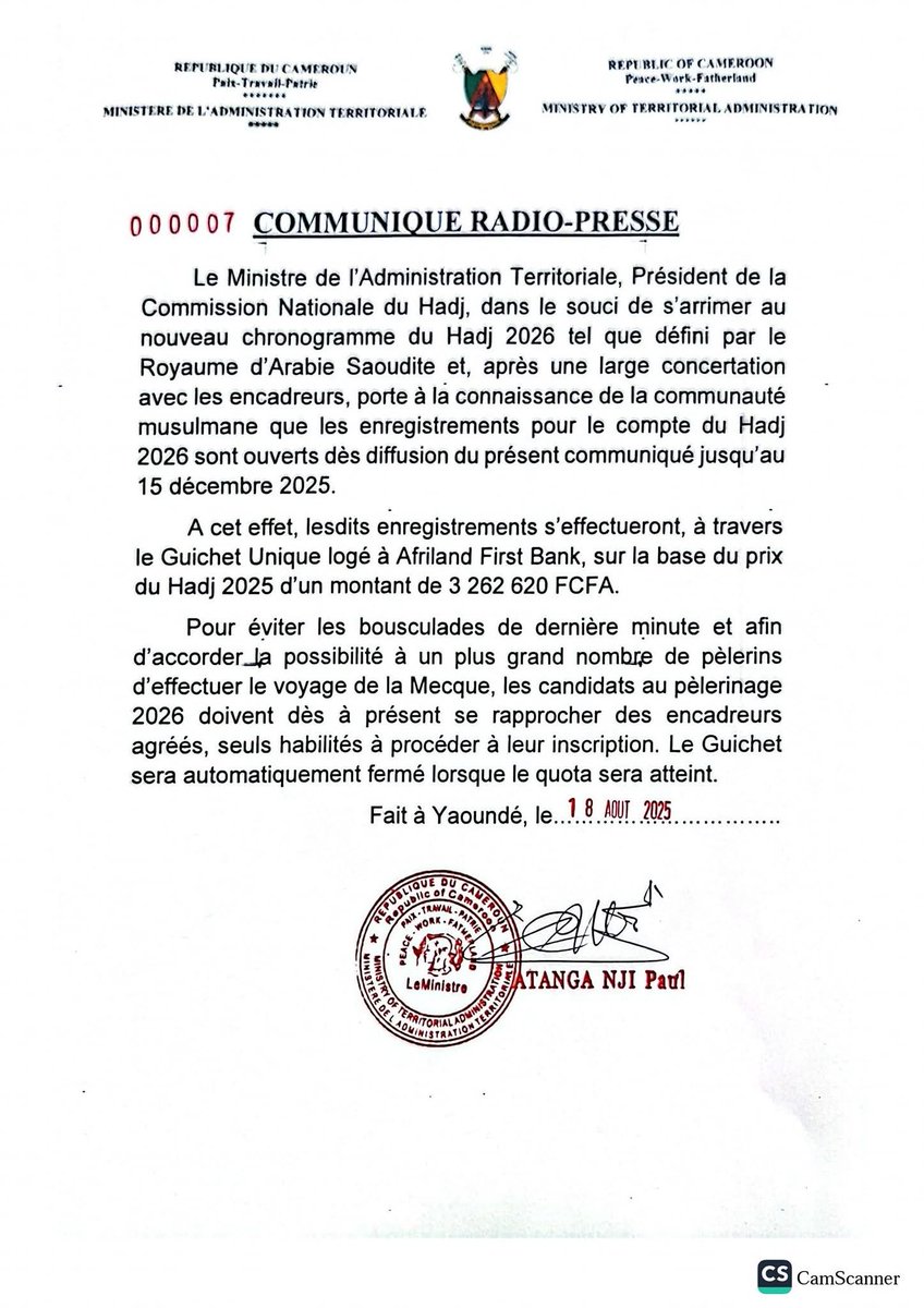 TheCameroonianZ's tweet image. Les enregistrements pour le compte du #Hadj 2026 sont ouverts.

#Cameroon