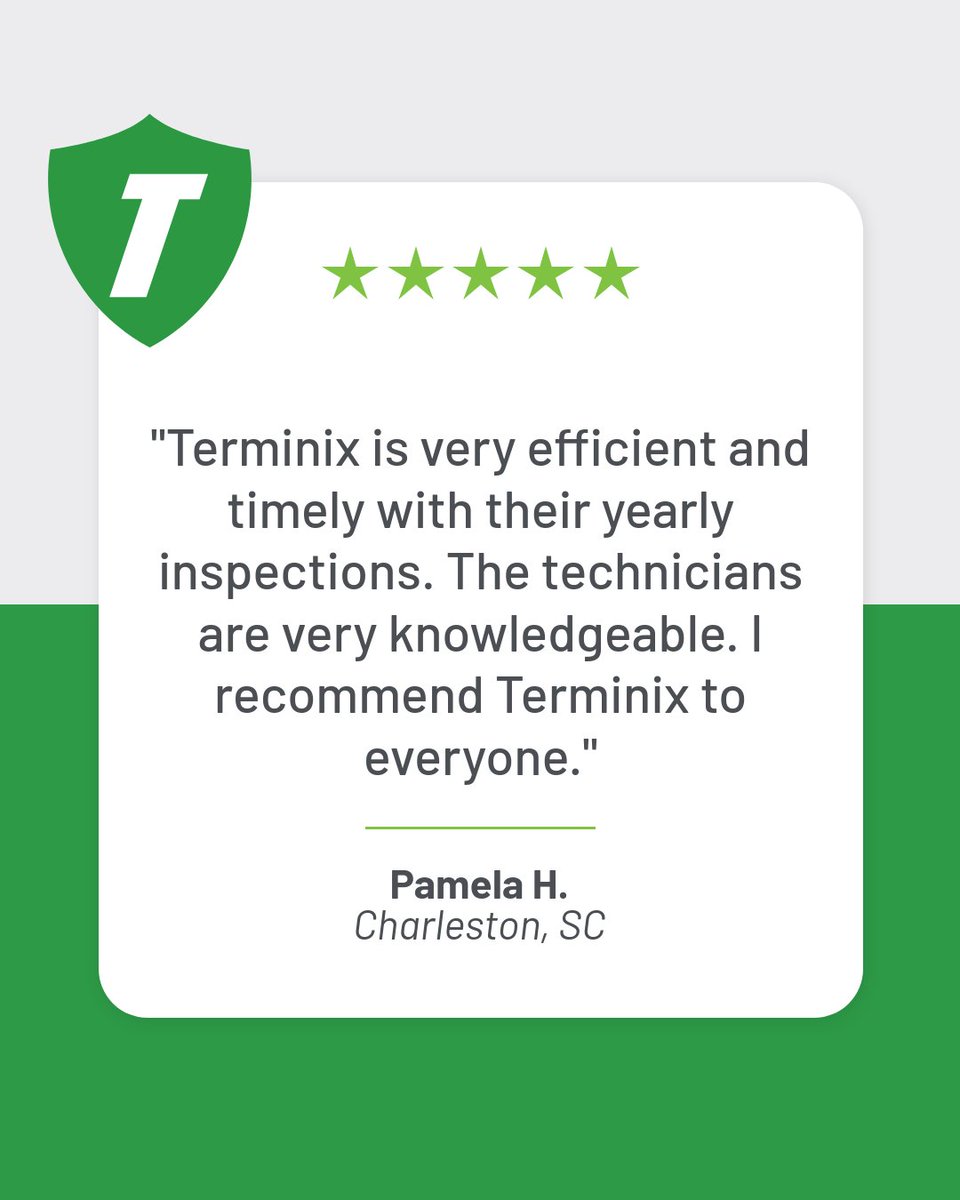 One of the biggest compliments we can receive - a recommendation to your friends and family! #trustterminix #charlestonsc #pestcontrol #pests