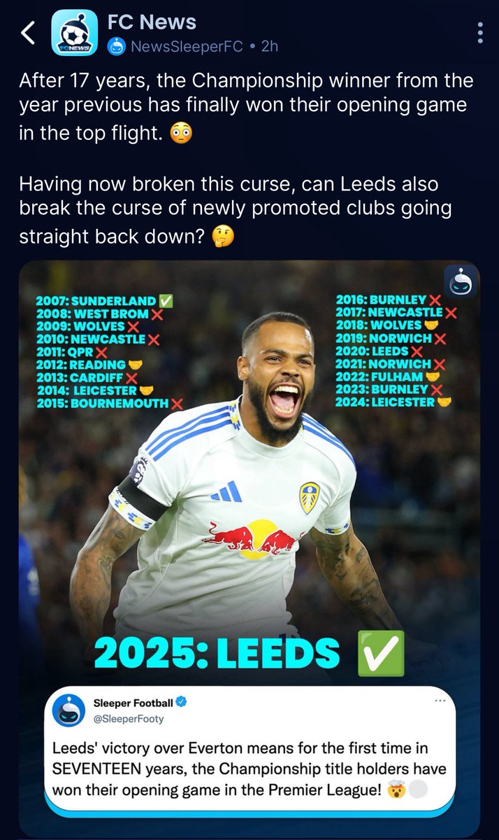 PitchPapas's tweet photo. Leeds looking like they wanna stick around in EPL. Can they hang with the big boys or will the be relegated back to Championship level after this season?! https://t.co/3rP8r9n7V6