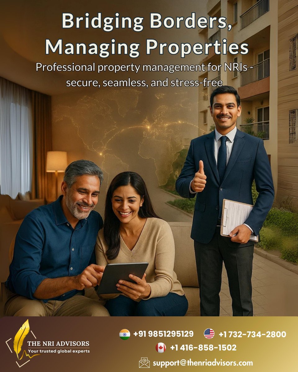 NriAdvisors's tweet photo. 🌍 Away from India but worried about your property?
At The NRI Advisors, we manage your property with trust, transparency &amp; expertise — secure, seamless &amp; stress-free! 🏡✨

#NRIAdvisors #PropertyManagement #GlobalNRIs #NRIPropertyCare #RealEstateExperts https://t.co/qs7AKCTH4f