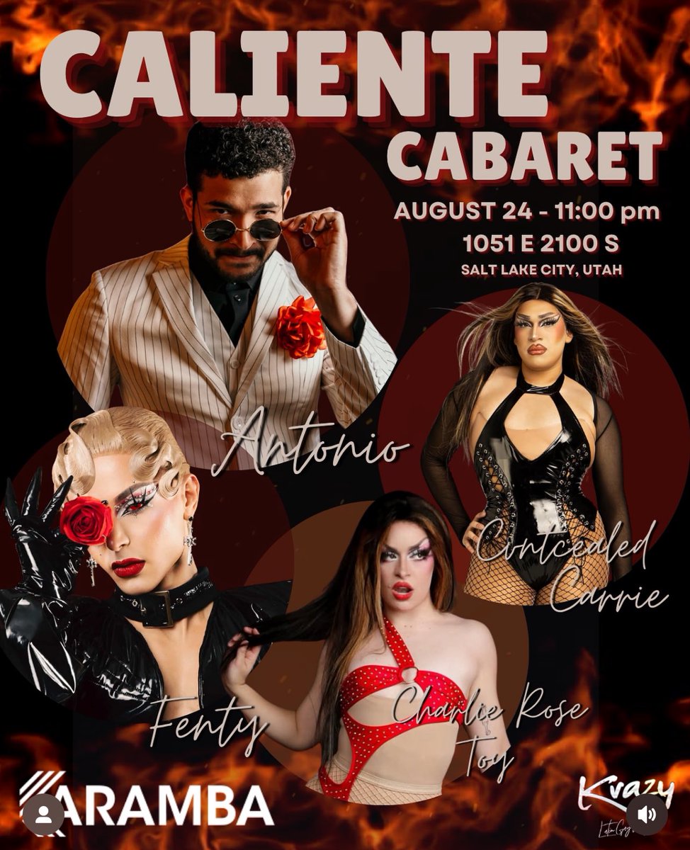 This week is gonna be wild✨❤️‍🔥

Thursday Suntrapp Slc
Sunday Caliente Cabaret at Karamba 

Stay tuned for more 🤍