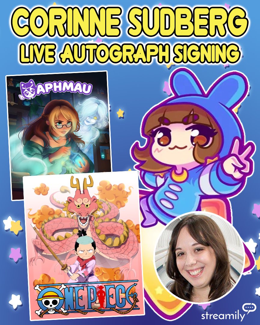 Heya peeps! Got a fun <a href="/StreamilyLive/">Streamily</a> signing happening today at 5 PM CST on my YouTube, so grab a poster! It's also a free Q&amp;A if ya just wanna chill! Hope to see ya there! 📗👓✨️👻 #aphtwt #fyp #aphcrew #aphmaumystreet #onepiece #voiceactor #autographs youtube.com/megami36