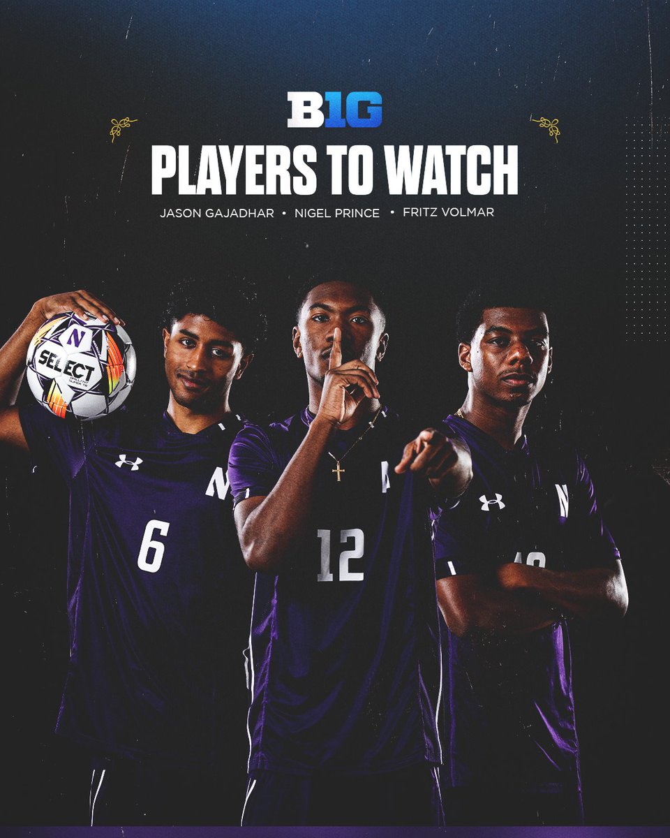 Northwestern Men's Soccer (@numenssoccer) on Twitter photo Watch 'Em 👀
Jason Gajadhar, Nigel Prince, and Fritz Volmar have been named to the <a href="/B1GSoccer/">Big Ten Soccer</a> Players to Watch List. Watch 'Em 👀
Jason Gajadhar, Nigel Prince, and Fritz Volmar have been named to the <a href="/B1GSoccer/">Big Ten Soccer</a> Players to Watch List.