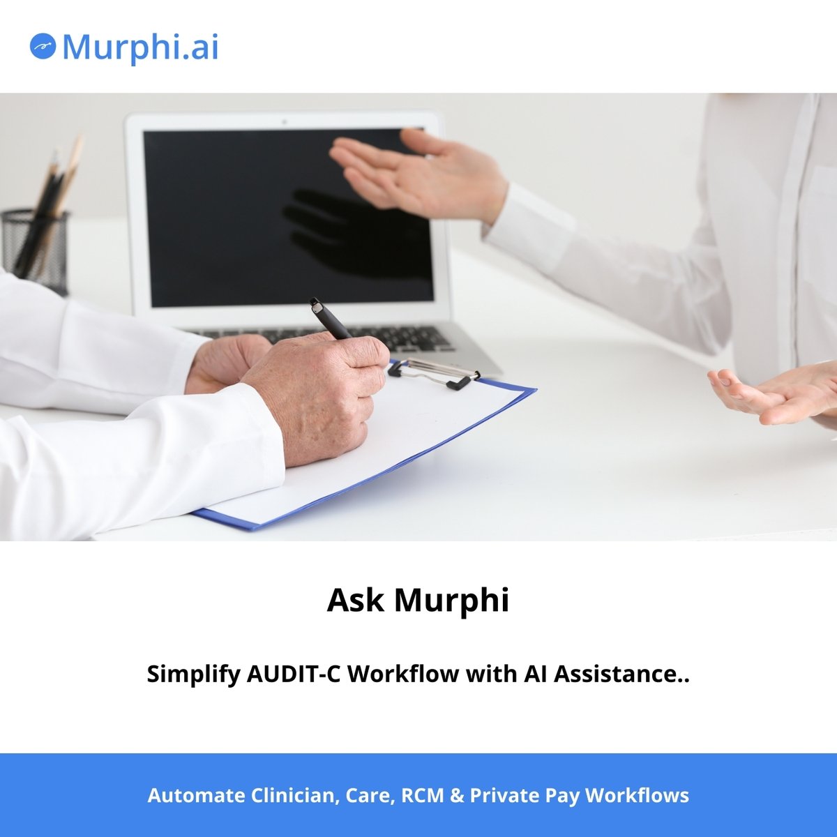 MurphiAI's tweet image. Auto-Fill AUDIT-C Forms in a Click
Stop wasting time on repetitive paperwork. Let Murphi.ai handle the forms - fast, accurate, and effortless.
#HealthcareAI #SmartWorkflow #ClinicalEfficiency #MurphiAI #MedicalAutomation #palliativecare #hospice #homehealth