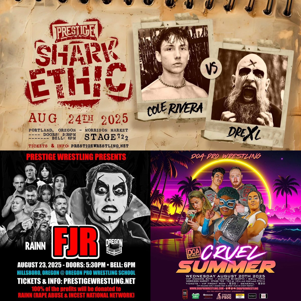 Drexl (@thedevildrexl) on Twitter photo Where to find me this week
Wed <a href="/doaprowrestling/">DOA Pro Wrestling</a>
Sat/sun <a href="/WrestlePrestige/">Prestige Wrestling</a>
Come witness homicidal art in person Where to find me this week
Wed <a href="/doaprowrestling/">DOA Pro Wrestling</a>
Sat/sun <a href="/WrestlePrestige/">Prestige Wrestling</a>
Come witness homicidal art in person