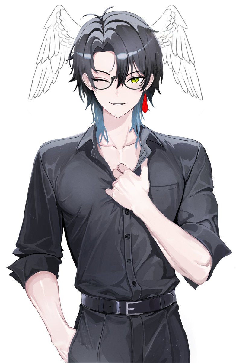Im digging this all black attire 🖤 
Art by <a href="/kyukoyuki/">Koyuki</a> 
#vtuber #oc