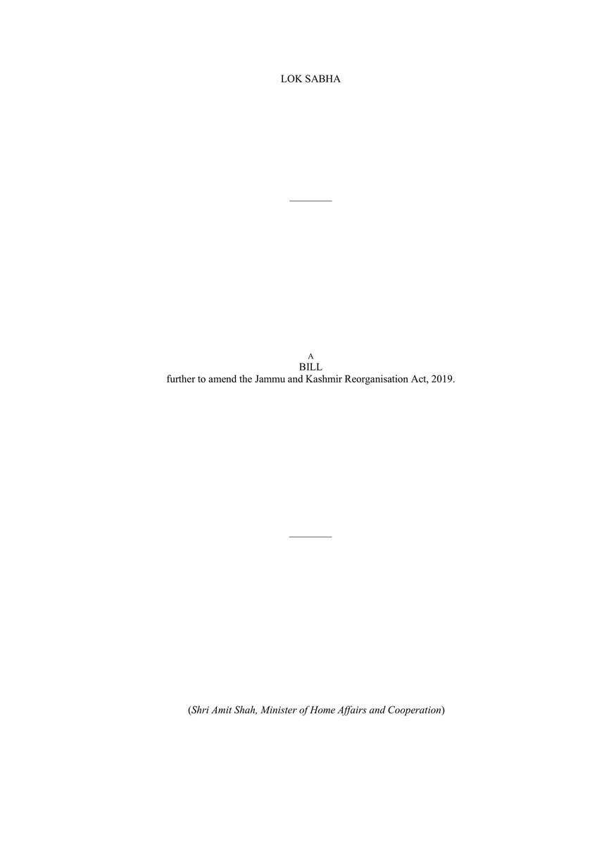 Governemt to amend section 54 of the Jammu and Kashmir Reorganisation Act, 2019, for providing legal framework for removal of the Chief Minister or a Minister in such cases.

But people of Jammu and Kashmir wants statehood status to be restore for Jammu and Kashmir  #Saroori