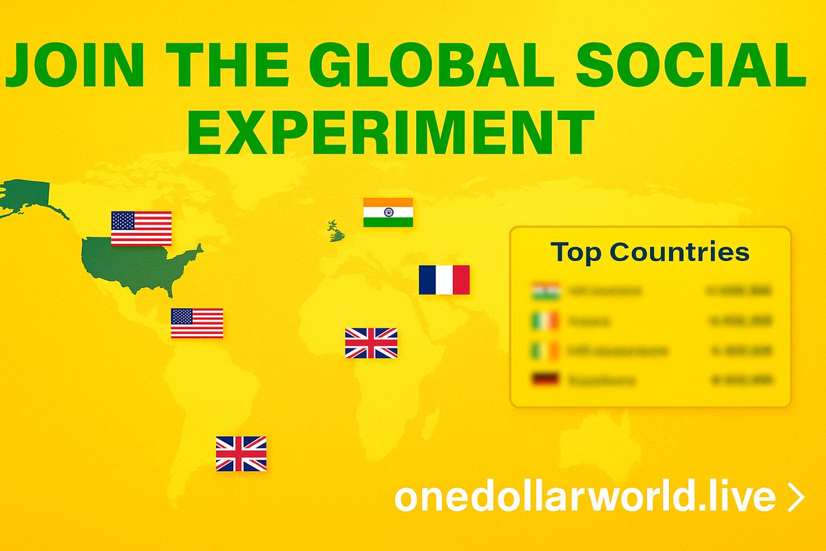 1onedollarworld's tweet image. 🌍 JOIN THE GLOBAL SOCIAL EXPERIMENT! 📷 $1 = 1 vote for your country. Take part, help your country rise in the ranking, and get early bonuses! 

📷onedollarworld.live 

#SocialExperiment #Crypto #GlobalChallenge