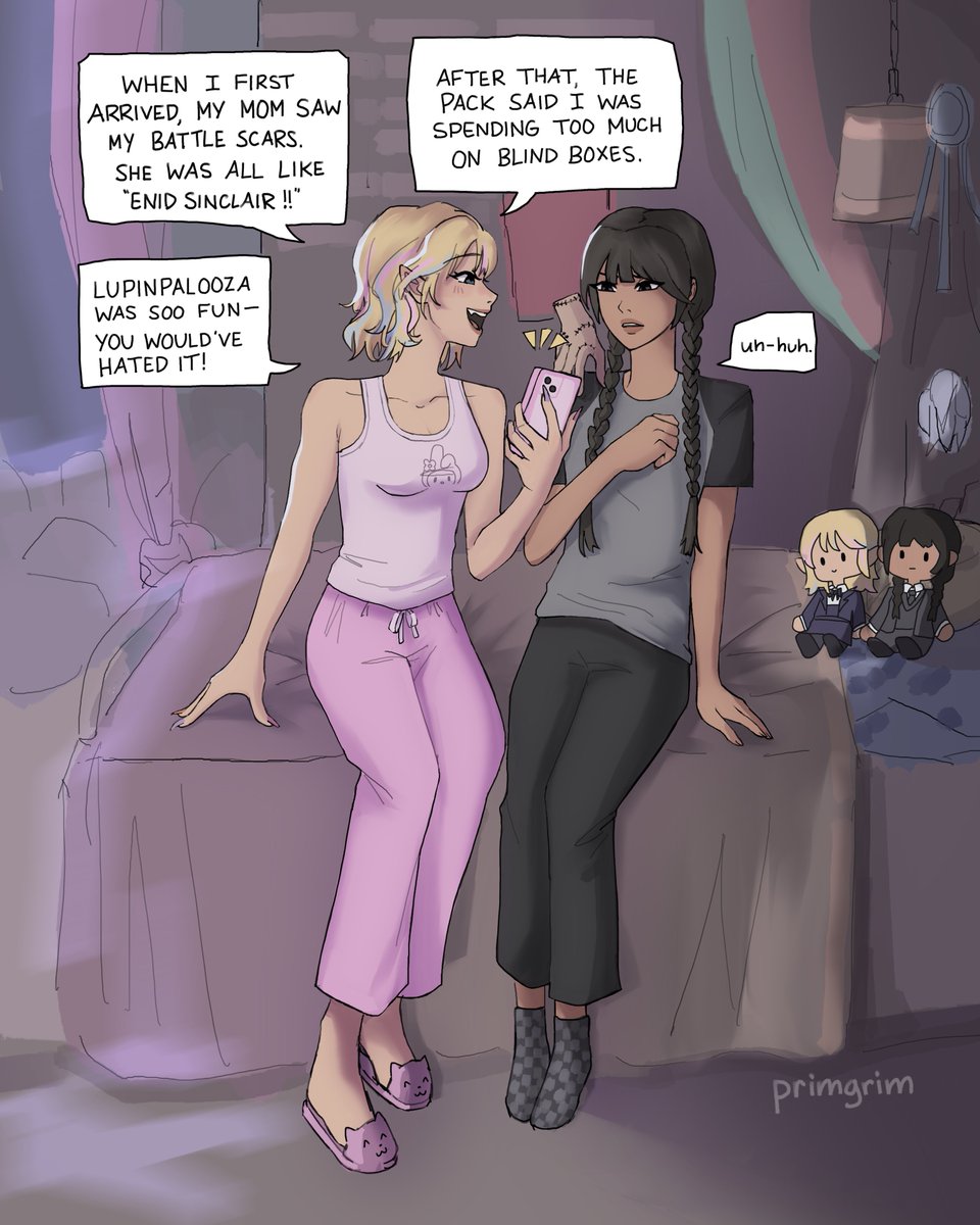 yapper and listener (just wanted to draw them in pjs) 
#wenclair 🩷🖤