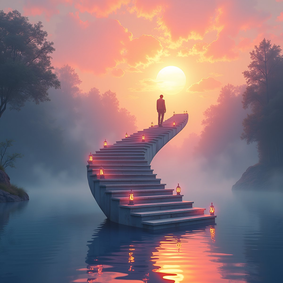 Chasing sunsets and dreams 🌅✨ Where would you walk this magical staircase? #DreamBig #MysticalVibes