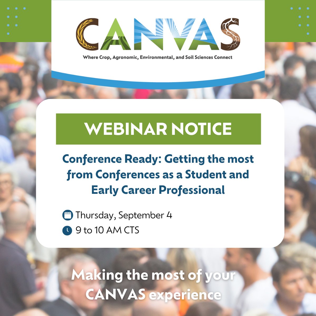 Student or early career pro? Join our webinar to enhance your #CANVAS25 experience! Thurs, Sept. 4, 2025. Register: ow.ly/MhHe50WGCSh 
#CareerGrowth #WebinarAlert #EarlyCareer #ConferenceTips #CanvasExperience #ConferenceReady