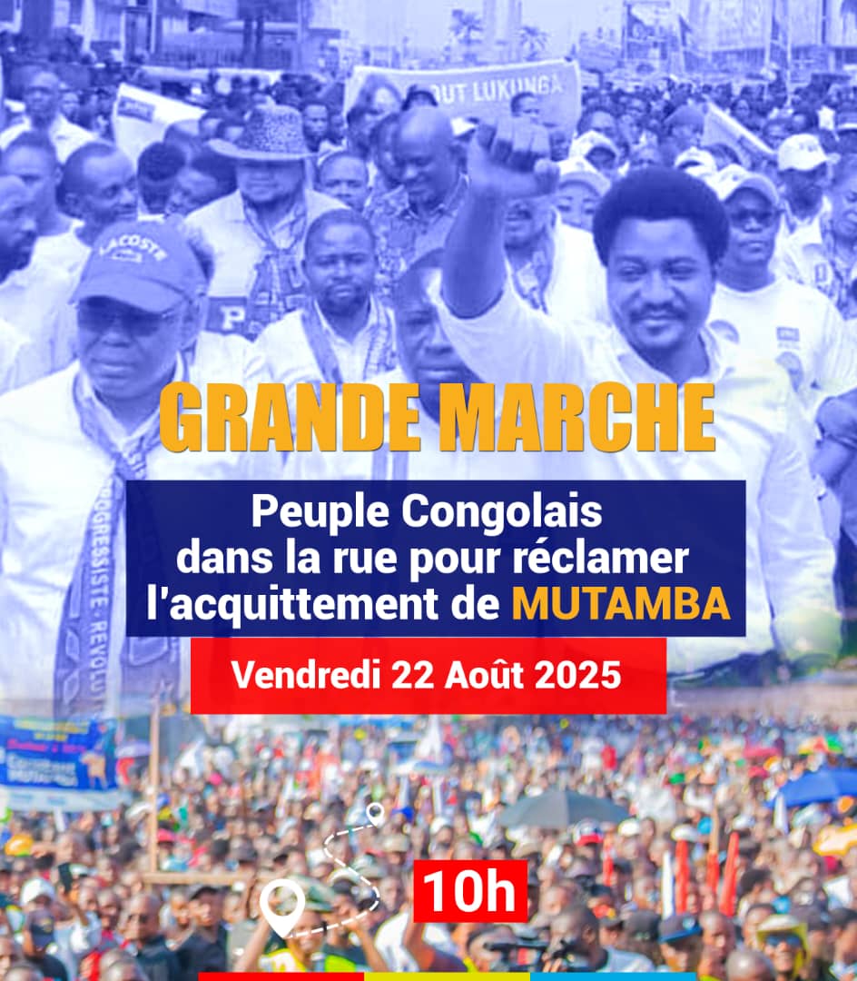 Prospรจre Mavungu (@prosperemavungu) on Twitter photo #RDC: Grande marche de soutien ร Son Excellence <a href="/ConstantMutamba/">Constant Mutamba</a>, ce vendredi 22 aoรปt 2025 ร 10h.
Venez nombreux pour rรฉclamer son acquittement et dire NON au complot politique.
La patrie ou la mort, nous vaincrons #RDC: Grande marche de soutien ร Son Excellence <a href="/ConstantMutamba/">Constant Mutamba</a>, ce vendredi 22 aoรปt 2025 ร 10h.
Venez nombreux pour rรฉclamer son acquittement et dire NON au complot politique.
La patrie ou la mort, nous vaincrons