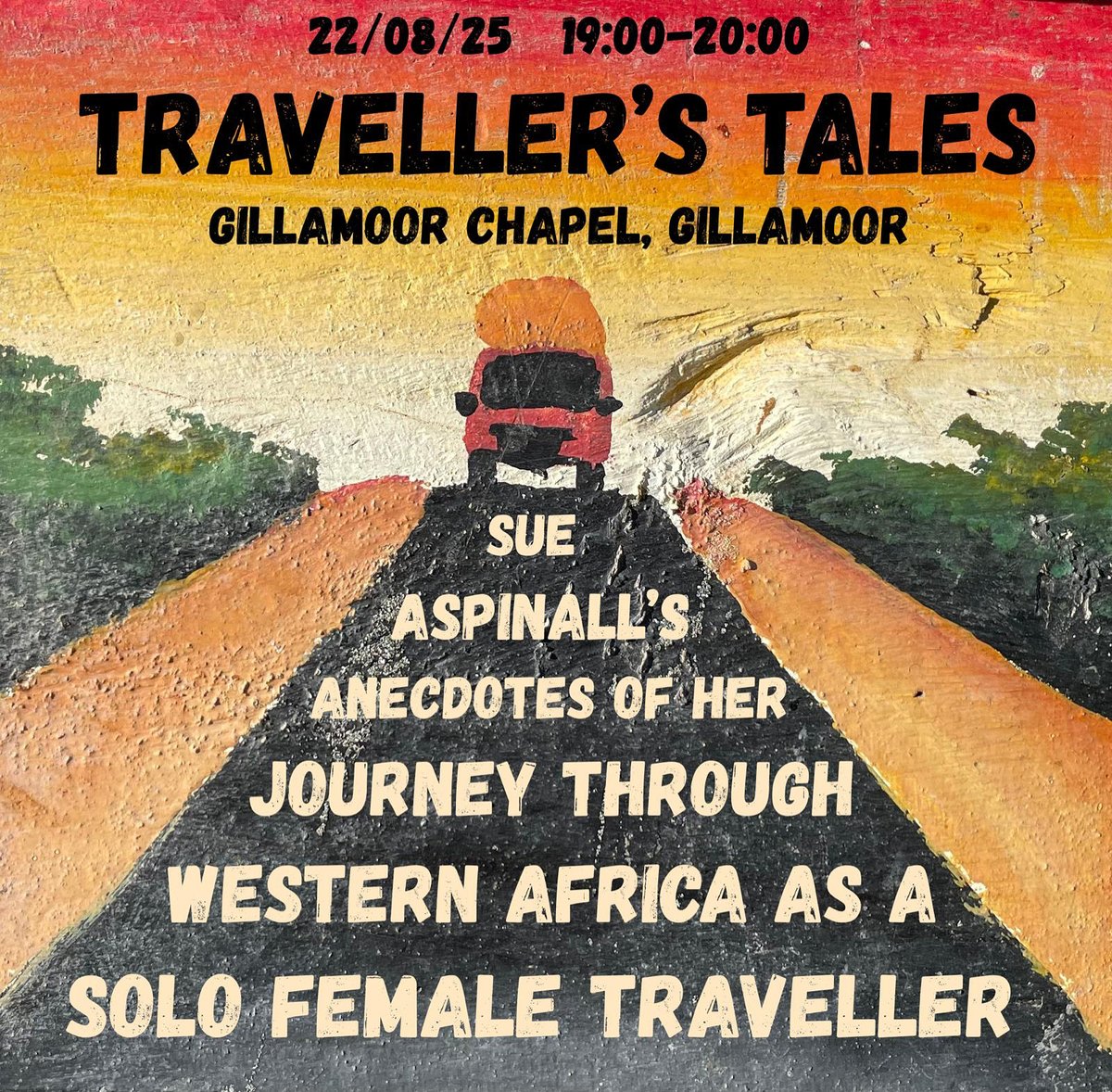 My co-host Sue Aspinall is sharing stories from her travels across Western Africa 🌍 Inspiring tales of resilience + positivity despite daily struggles.
If you know anyone near Gillamoor, North Yorkshire, this is a talk not to miss! ✨
#SheLeadsBecauseSheCan #WomenTravellers