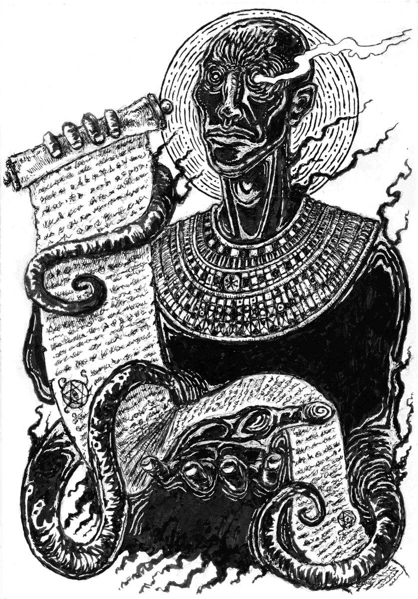 One of the artworks that I really like. A bit controversial since it depicts a character created by H.P. Lovecraft, who is known for his racist views.

Man of blackness so profound that he was literally darker than the darkest night.

Nyarlathotep "The Black Man" 😈