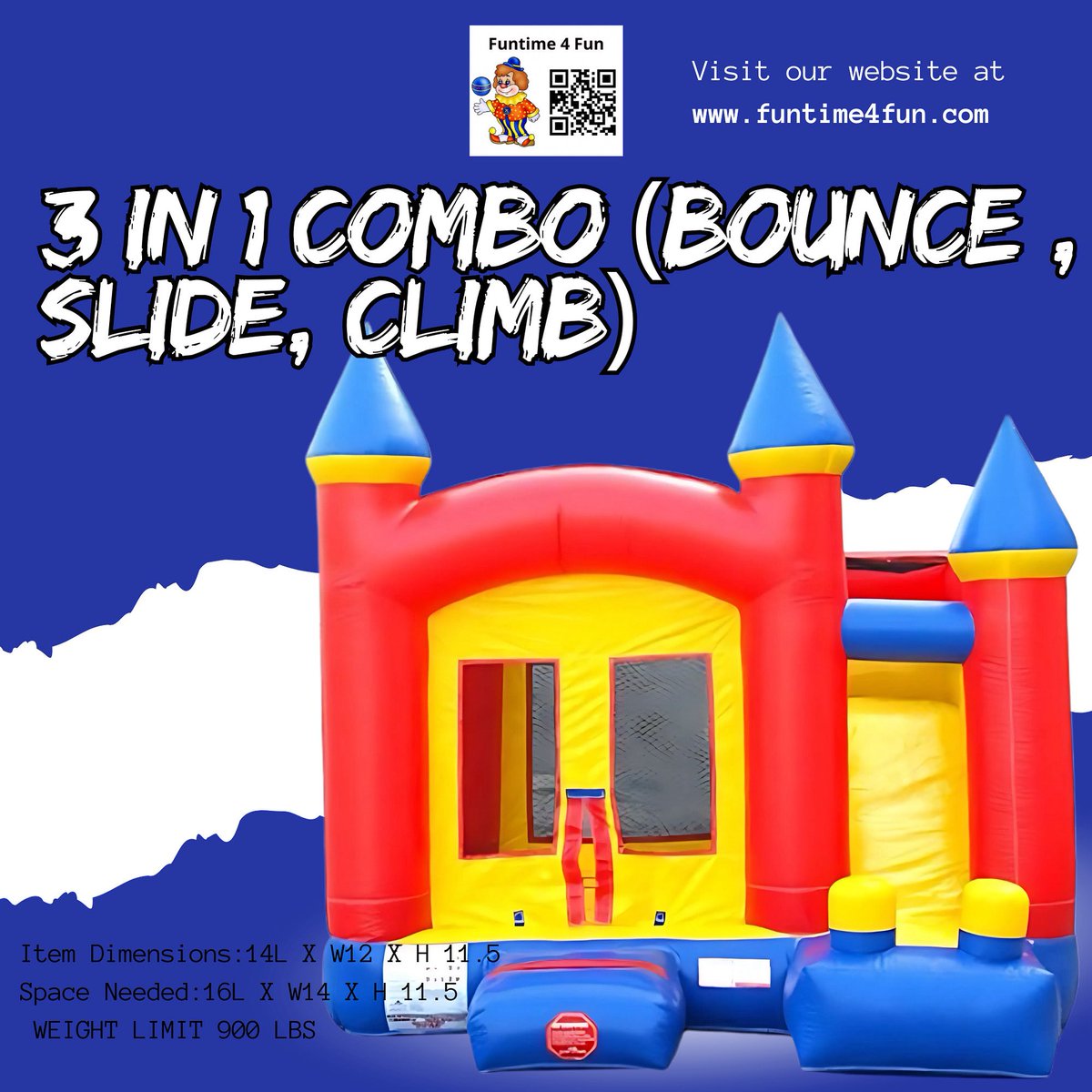 funtime_4fun's tweet image. 🎉 Triple the fun, triple the smiles! Our 3-in-1 Combo brings bouncing, sliding, and climbing all in one inflatable adventure. Perfect for birthdays, school events, and community celebrations! #funtime4fun #nycpartyrentals