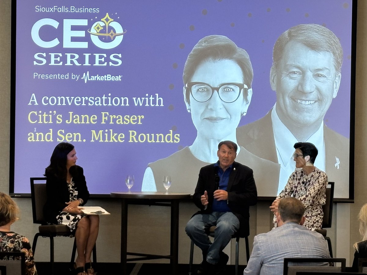 Grateful for the opportunity to sit down with Jane Fraser, CEO of Citi, last week. We discussed the evolving federal landscape of the banking industry and how it will further impact South Dakota. Thank you to SiouxFalls.Business for hosting this event.