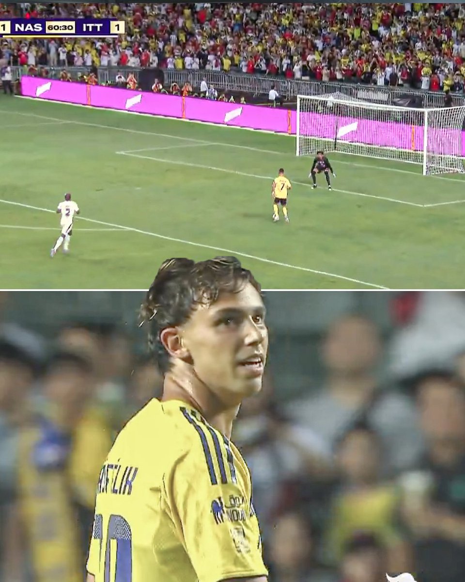 Cristiano Ronaldo had a wide open one-on-one with the keeper but decided to pass it to Joao Felix so he could he his first goal in Al Nassr colors 💛

Al Nassr are moments away from advancing to the Saudi Super Cup final 🏆