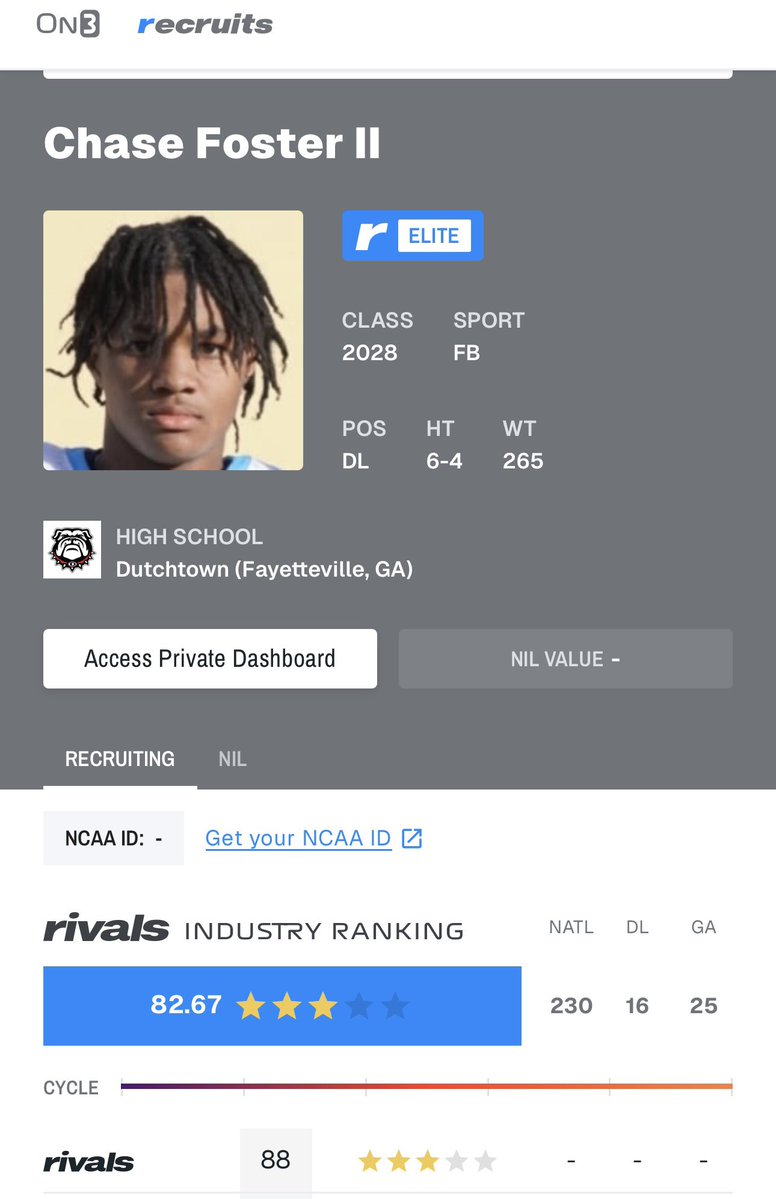 Chase “CT” Foster II (@chasefosterii13) on Twitter photo Thankful and blessed to be ranked a 3⭐️#keepwrkn <a href="/ChadSimmons_/">ChadSimmons</a> <a href="/adamgorney/">Adam Gorney</a> <a href="/BrandonHuffman/">Brandon Huffman</a> <a href="/samspiegs/">Sam Spiegelman</a> <a href="/CharlesPower/">Charles Power</a> <a href="/JohnGarcia_Jr/">John Garcia, Jr.</a> <a href="/RivalsFriedman/">Adam Friedman</a> <a href="/Rivals_HS/">Rivals High School</a> <a href="/Rivals/">Rivals</a> <a href="/DutchtownFB1/">Dutchtown Bulldogs FB🐶</a> <a href="/kevontglenn/">Kevon Glenn</a> <a href="/_coachsolo/">Solomon Riggins</a> <a href="/EricSwinney/">Eric Swinney</a> <a href="/RecruitGeorgia/">Recruit Georgia</a> <a href="/PlayBookAthlete/">PLAYBOOK ATHLETE</a> <a href="/Coachcliff904/">Cliff Hill</a> Thankful and blessed to be ranked a 3⭐️#keepwrkn <a href="/ChadSimmons_/">ChadSimmons</a> <a href="/adamgorney/">Adam Gorney</a> <a href="/BrandonHuffman/">Brandon Huffman</a> <a href="/samspiegs/">Sam Spiegelman</a> <a href="/CharlesPower/">Charles Power</a> <a href="/JohnGarcia_Jr/">John Garcia, Jr.</a> <a href="/RivalsFriedman/">Adam Friedman</a> <a href="/Rivals_HS/">Rivals High School</a> <a href="/Rivals/">Rivals</a> <a href="/DutchtownFB1/">Dutchtown Bulldogs FB🐶</a> <a href="/kevontglenn/">Kevon Glenn</a> <a href="/_coachsolo/">Solomon Riggins</a> <a href="/EricSwinney/">Eric Swinney</a> <a href="/RecruitGeorgia/">Recruit Georgia</a> <a href="/PlayBookAthlete/">PLAYBOOK ATHLETE</a> <a href="/Coachcliff904/">Cliff Hill</a>