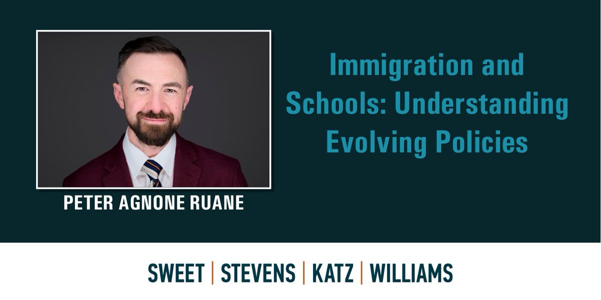 As immigration policy shifts, attorney Peter Agnone Ruane outlines major matters of concern for schools, along with responsive strategies, in this article: sweetstevens.com/newsroom/immig…

#Pennsylvania #Schools #Immigration #Law