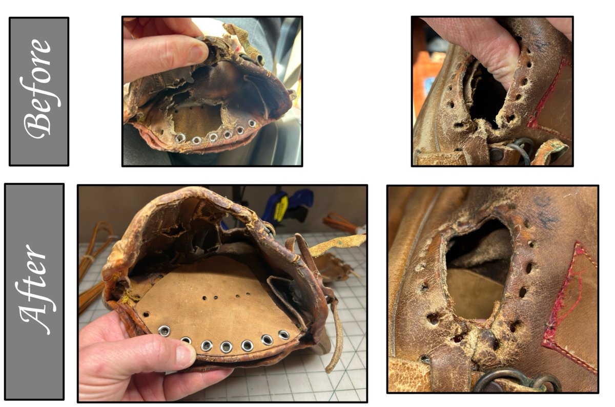 nwagloverelace's tweet photo. Brought this Central Arkansas Dad’s old glove back to life! Cleaned, conditioned, relaced, and patched with help from Walter's Boot & Shoe in Rogers! Ready for more catch. Love giving old gear a second chance. #SarnaBaseball #SarnaFrontOffice
@SarnaBaseball https://t.co/VBDHetXuH0