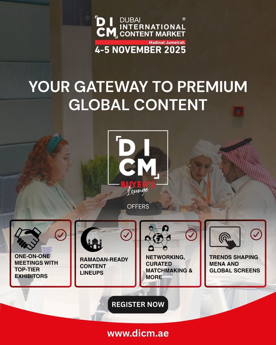 Calling All Content Buyers!
From drama and animation to documentaries, lifestyle, and Arabic originals, DICM 2025 is where acquisition meets opportunity.

Register now and secure your badge: dicm.ae
#DICM2025 #MENA #acquisiton #content
