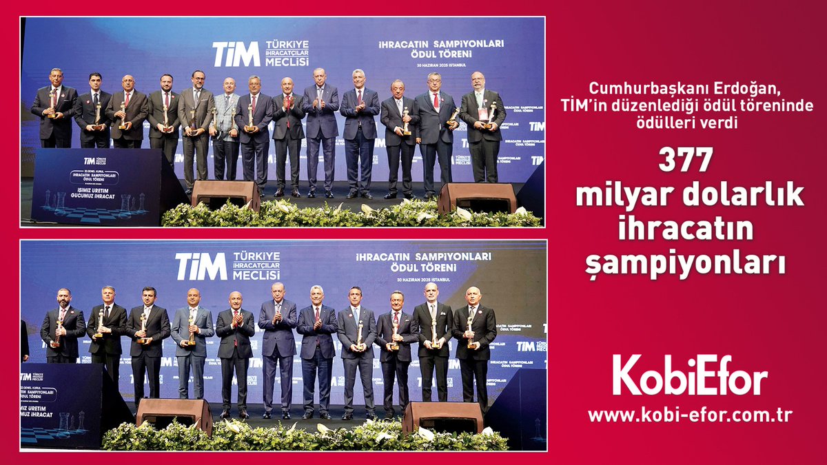 Cumhurbaşkanı Erdoğan, TİM'in düzenlediği ödül töreninde ödülleri verdi
377 milyar dolarlık ihracatın şampiyonları