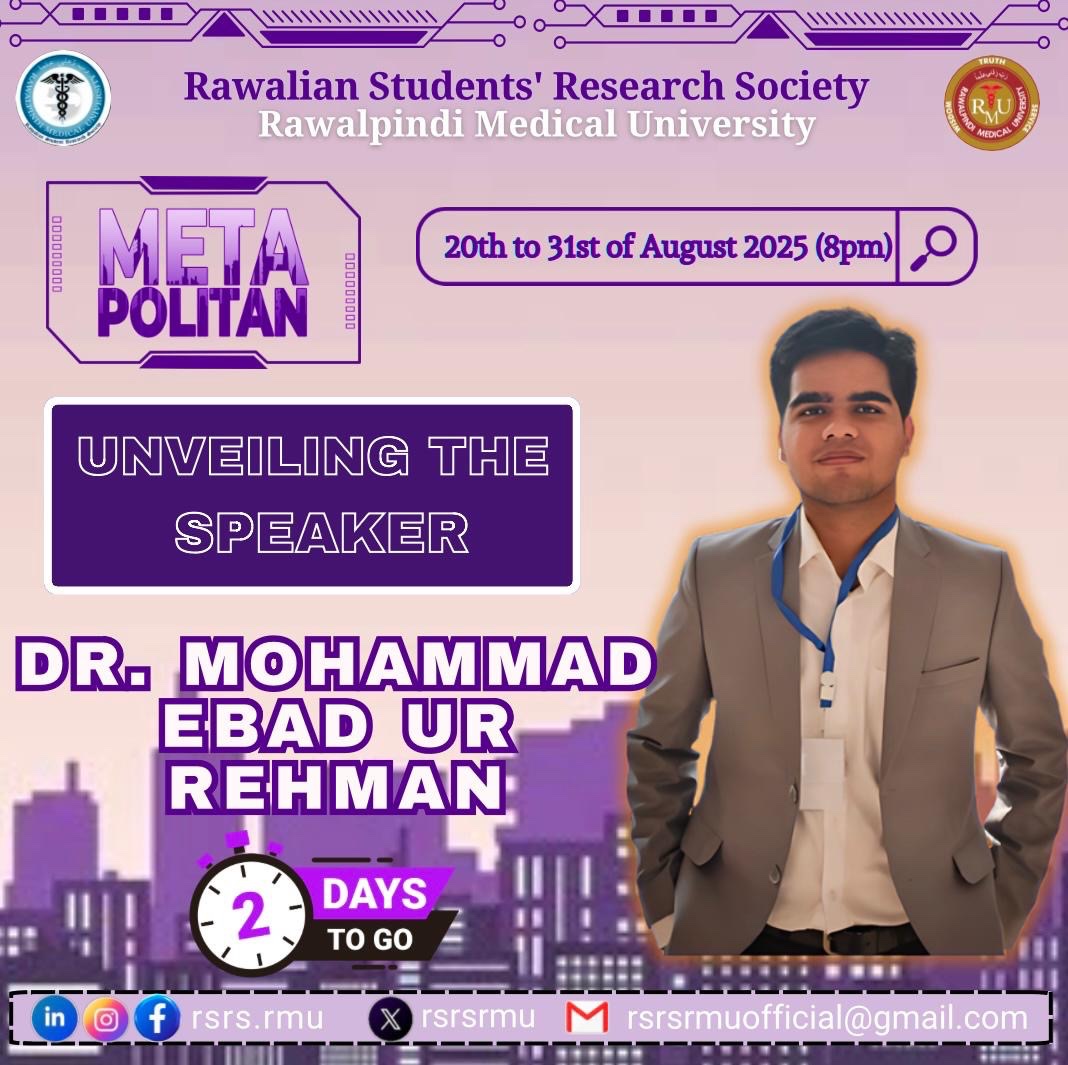Rsrsrmu's tweet photo. 🚨⏰ *2 days left* ⏰🚨
Meet our esteemed speaker, *Dr. Mohammad Ebad Ur Rehman*! 🎓💡 
With over 100 research publications and 500+ citations, Dr. Ebad ur Rehman is a renowned expert in his field. 📚💻 

Register now through google form given below !!!
https://t.co/kzMiQ6qTZm https://t.co/YI7eIsKvSh