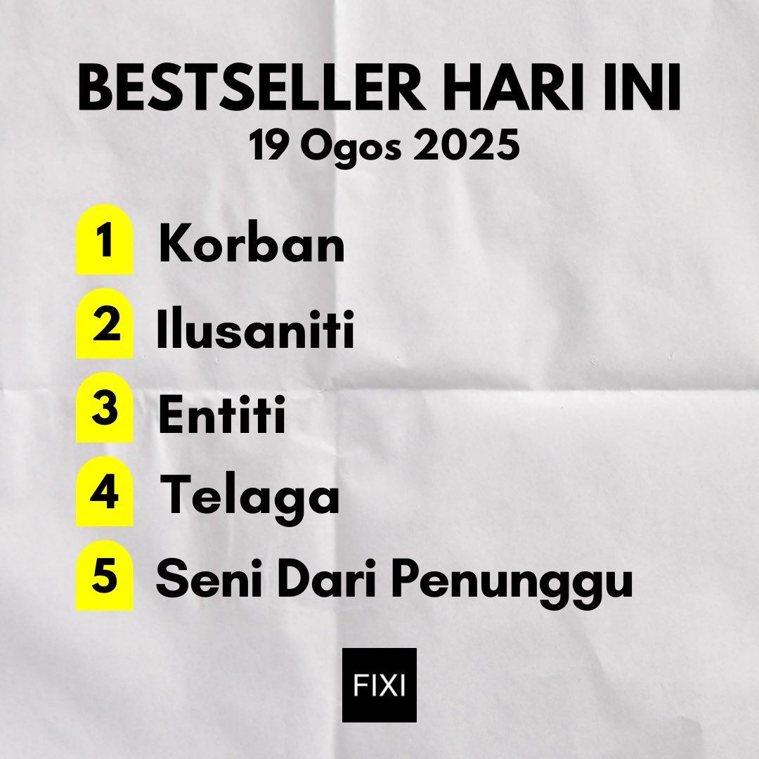 Kedai Fixi #3BukuFixiRM65 (@kedaifixi) on Twitter photo Top 5 hari ini. Terima kasih! #DiskaunBerbaloi #LebihBanyakLebihMurah #CrystalAnabella <a href="/adibzaini/">Kendrick Lapar</a> <a href="/yo_sapit/">Syafiq Aizat</a> <a href="/1khairimohd/">Khairi Mohd</a> <a href="/abstrakim/">Abstrakim</a> Top 5 hari ini. Terima kasih! #DiskaunBerbaloi #LebihBanyakLebihMurah #CrystalAnabella <a href="/adibzaini/">Kendrick Lapar</a> <a href="/yo_sapit/">Syafiq Aizat</a> <a href="/1khairimohd/">Khairi Mohd</a> <a href="/abstrakim/">Abstrakim</a>