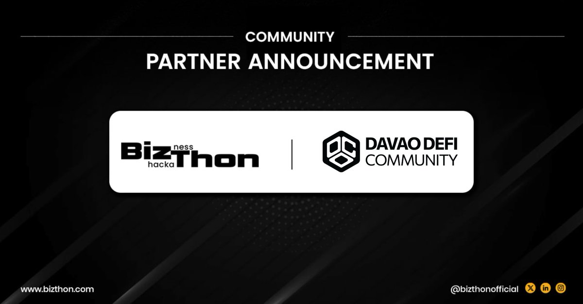 BizThon | Global Business Hackathon (@bizthonofficial) on Twitter photo Say hello to our newest Community Partner - <a href="/DavaoDefi/">Davao DeFi Community PH ๐ต๐ญ</a>
Davao DeFi has been a driving force in advancing blockchain awareness and DeFi innovation in the Philippines, building one of the most vibrant grassroots communities in the region.
Their passion for empowering local Say hello to our newest Community Partner - <a href="/DavaoDefi/">Davao DeFi Community PH ๐ต๐ญ</a>
Davao DeFi has been a driving force in advancing blockchain awareness and DeFi innovation in the Philippines, building one of the most vibrant grassroots communities in the region.
Their passion for empowering local