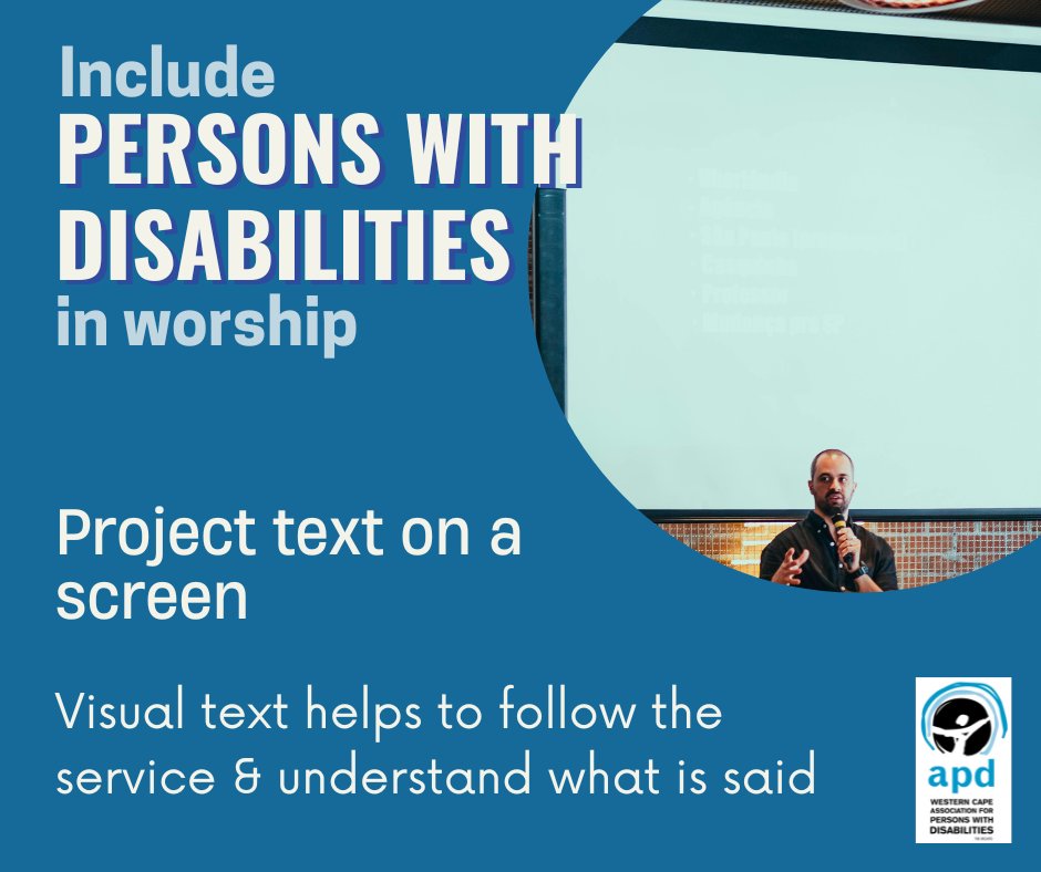 Disability Sunday

Many worship spaces use screens to help those with hearing loss follow along, but not everyone can read from a distance. Providing a printed copy of the service in advance can make a significant difference. Let’s make our faith spaces truly welcoming