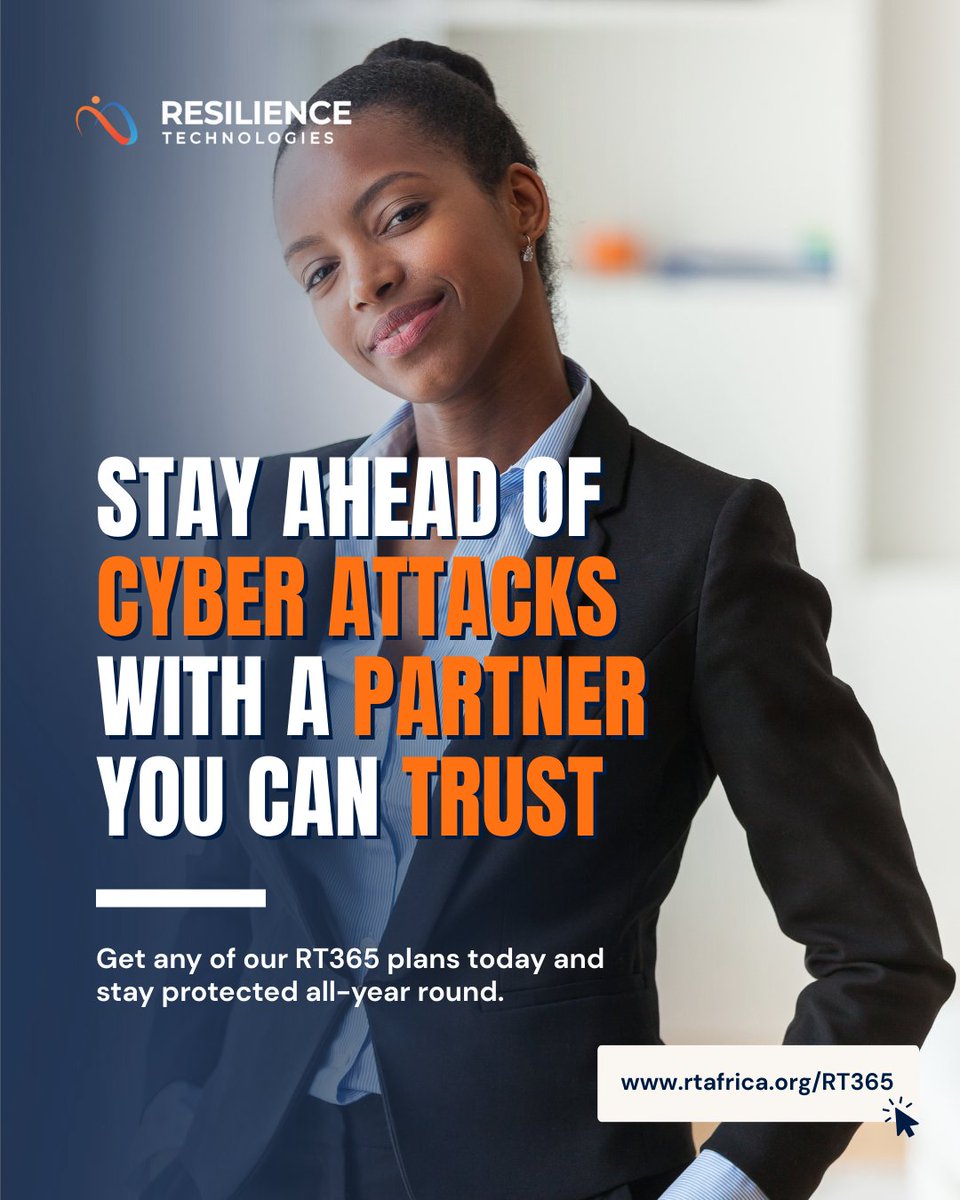 With RT365, you don’t have to guess. You get a trusted partner by your side, protecting your organisation every single day of the year.

Stay ahead of cyber threats, safeguard your data, and keep your mission running without interruption.

Visit rtafrica.org/RT365 today.