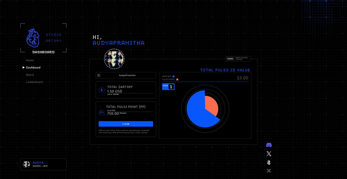 AudyaPramitha's tweet photo. devs build. users engage. everyone earns.
my reward so far on @Artery_Chain :
$ARTERY 1.50 USD ,this is how Web3 should be 

#Web3Community #airdropszn https://t.co/WiZtoHF6JK