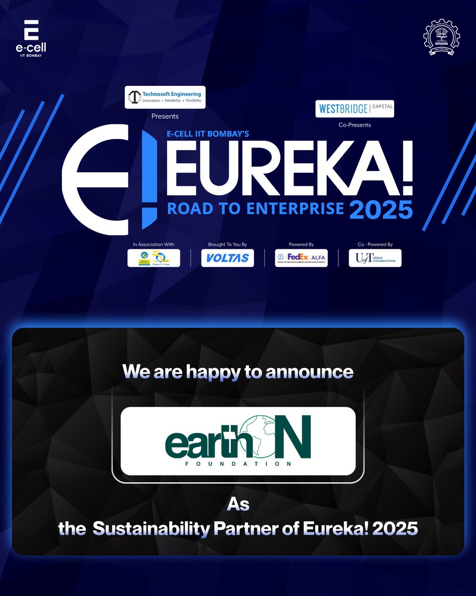 ecell_iitb's tweet image. Eureka! 2025 is presented by Technosoft Engineering Solutions in association with BPCL and powered by FedEx.

We are also supported by Sustainability Partner EarthON Foundation and Tattva by Somany Impressa Group as knowledge partner.
#sponsor #ecell #iitbombay