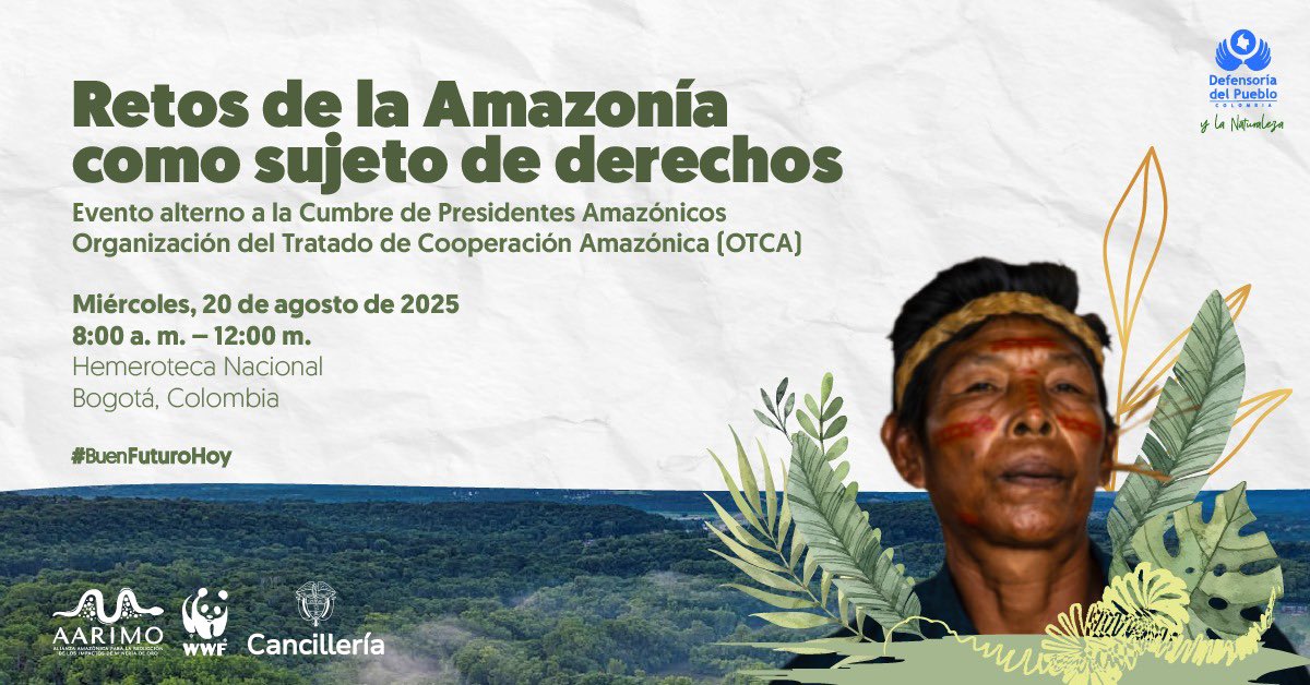 La crisis ambiental y humanitaria amenaza con llevarnos a un punto de no retorno.

En el marco de la Cumbre de Presidentes Amazónicos de la Organización del Tratado de Cooperación Amazónica, realizaremos el espacio académico “Retos de la Amazonía como sujeto de derechos”.

📅 20