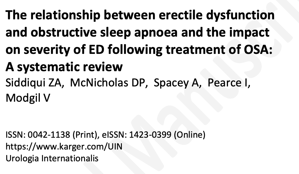 Vaibhav Modgil | Urological Surgeon & Andrologist (@vaibhavmodgil) on Twitter photo Up to 50–70% of men with obstructive sleep apnoea (OSA) report some degree of #ErectileDysfunction. Men with ED are also more likely to have undiagnosed OSA.
Well done to <a href="/siddo27/">Zain Siddiqui</a> on adding to this important literature 👏 #MensHealth <a href="/IPearce82/">Ian Pearce</a> Up to 50–70% of men with obstructive sleep apnoea (OSA) report some degree of #ErectileDysfunction. Men with ED are also more likely to have undiagnosed OSA.
Well done to <a href="/siddo27/">Zain Siddiqui</a> on adding to this important literature 👏 #MensHealth <a href="/IPearce82/">Ian Pearce</a>