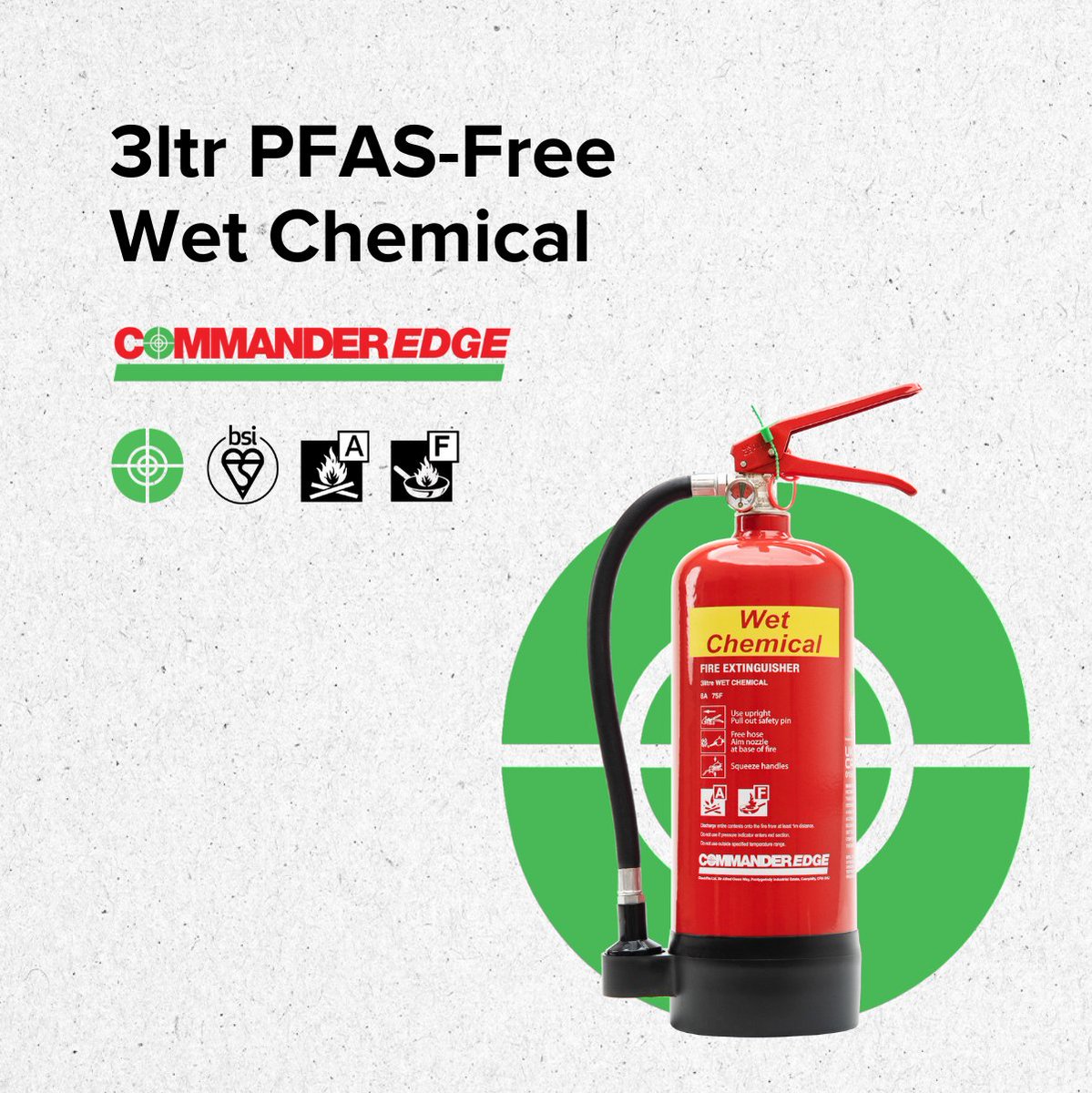 Small but mighty 💪 The CommanderEDGE 3L Wet Chemical Extinguisher is built to tackle F Class fires with an impressive 8A 75F rating.

🧯 8A 75F fire rating
🧯 PFAS-Free (look for the Green Crosshair!)
🧯 Kitemarked to BS EN3

👉 tinyurl.com/3dam5s7e
#FireSafety