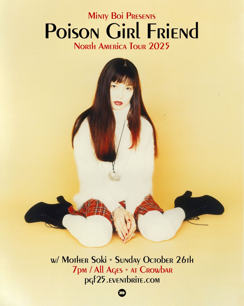 aestheticized's tweet image. NEW SHOW! POiSON GiRL FRiEND (nOrikO) from Japan, blends global sounds into dream pop &amp;amp; electronica. &amp;gt;&amp;gt;&amp;gt; Sun 10.26.25 = POiSON GiRL FRiEND w/ Mother Soki @ Crowbar. 7pm / $35-40 / All Ages! Presale = Tomorrow, general = Thursday @ 10am EDT. Tickets @ pgf25.eventbrite.com