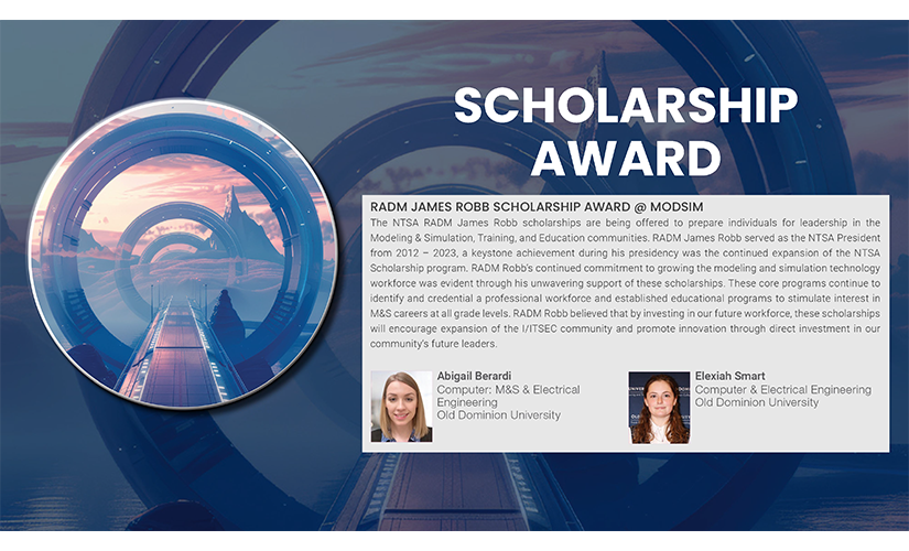 iitsec's tweet image. Congratulations to this year&apos;s winners of the RADM James Robb Scholarship Award at #MODSIMWorld 205, Abigail Berardi and Elexiah Smart, both rising juniors with majors in Computer &amp;amp; Electrical Engineering  at Old Dominion University!