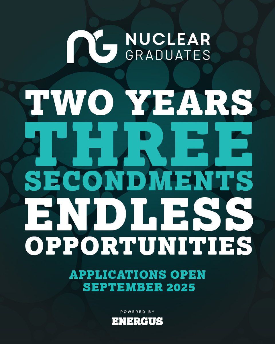 Nuclear Graduates (@nucleargrads) on Twitter photo 🌍 Real experience. Real choice. Real impact.
With 3 secondments, Nuclear Graduates lets you shape your own path—with support from mentors, sponsors and Energus.
Step out of your comfort zone and into a career that fits you.
🔗 Register now: nucleargraduates.com 🌍 Real experience. Real choice. Real impact.
With 3 secondments, Nuclear Graduates lets you shape your own path—with support from mentors, sponsors and Energus.
Step out of your comfort zone and into a career that fits you.
🔗 Register now: nucleargraduates.com